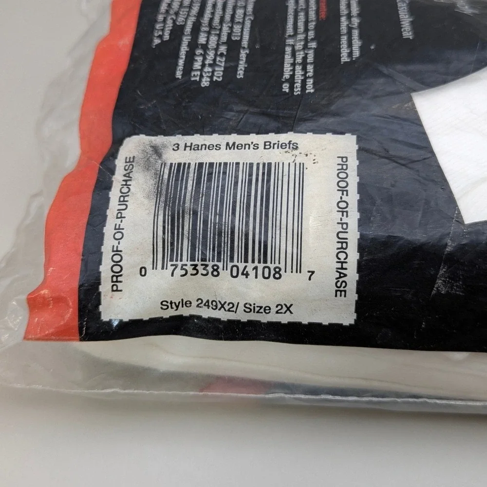 Vintage Hanes Big Men's Briefs Cotton 3 Pack Made in USA‎ 1996 Size 2X 46-48